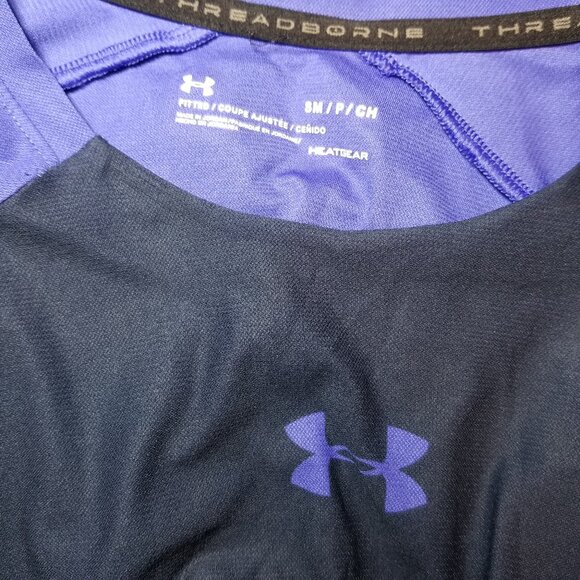 Under Armour Threadborne 3/4 Sleeve Utility Blue Men Small Fitted Gym Training - Picture 4 of 8